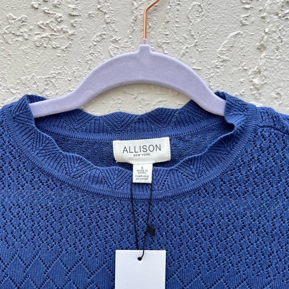 NWT Allison Jamie crochet top sweater in provincial blue Small - Picture 8 of 9
